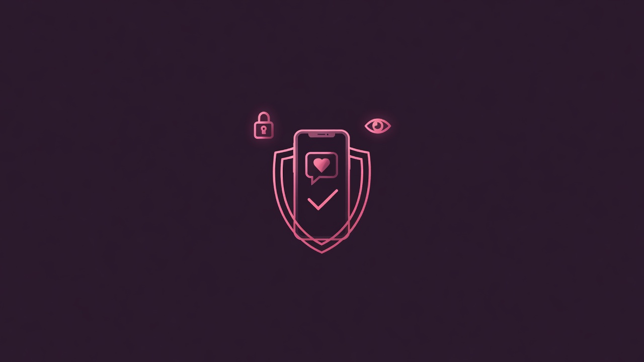 Adult looking at a phone with an AI companion chat and a privacy shield icon, illustrating are AI companion apps safe